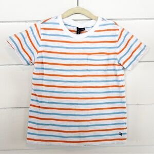 Janie and Jack Striped Cotton T-Shirt White Blue Orange Boys 5
